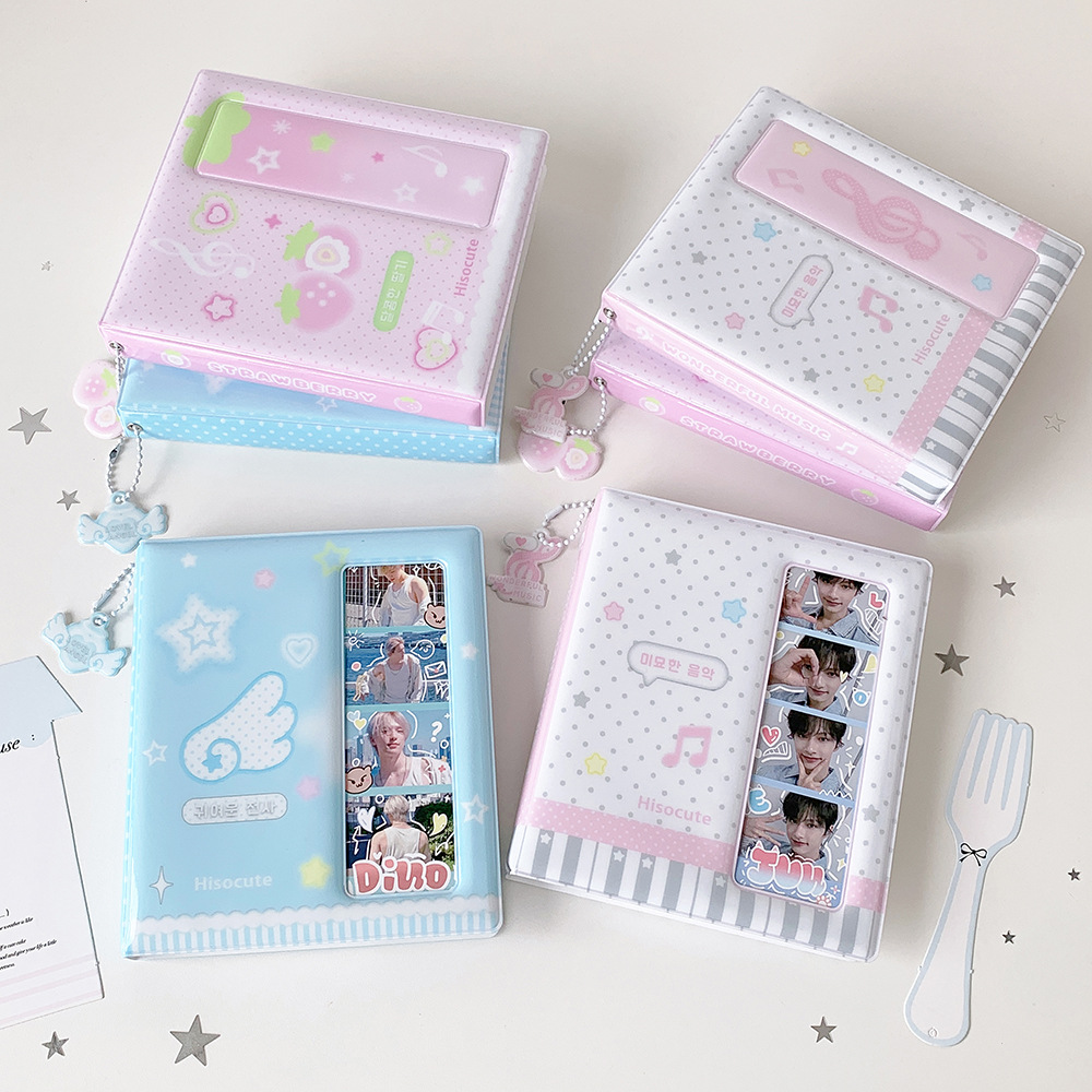 Kpop Photo Card Binder 3 Inch - かわいいポケットフォトカードアルバム 3インチ KPOPフォトカードバインダー コレクトブック ストロベリーウィングパターン フォトホルダー