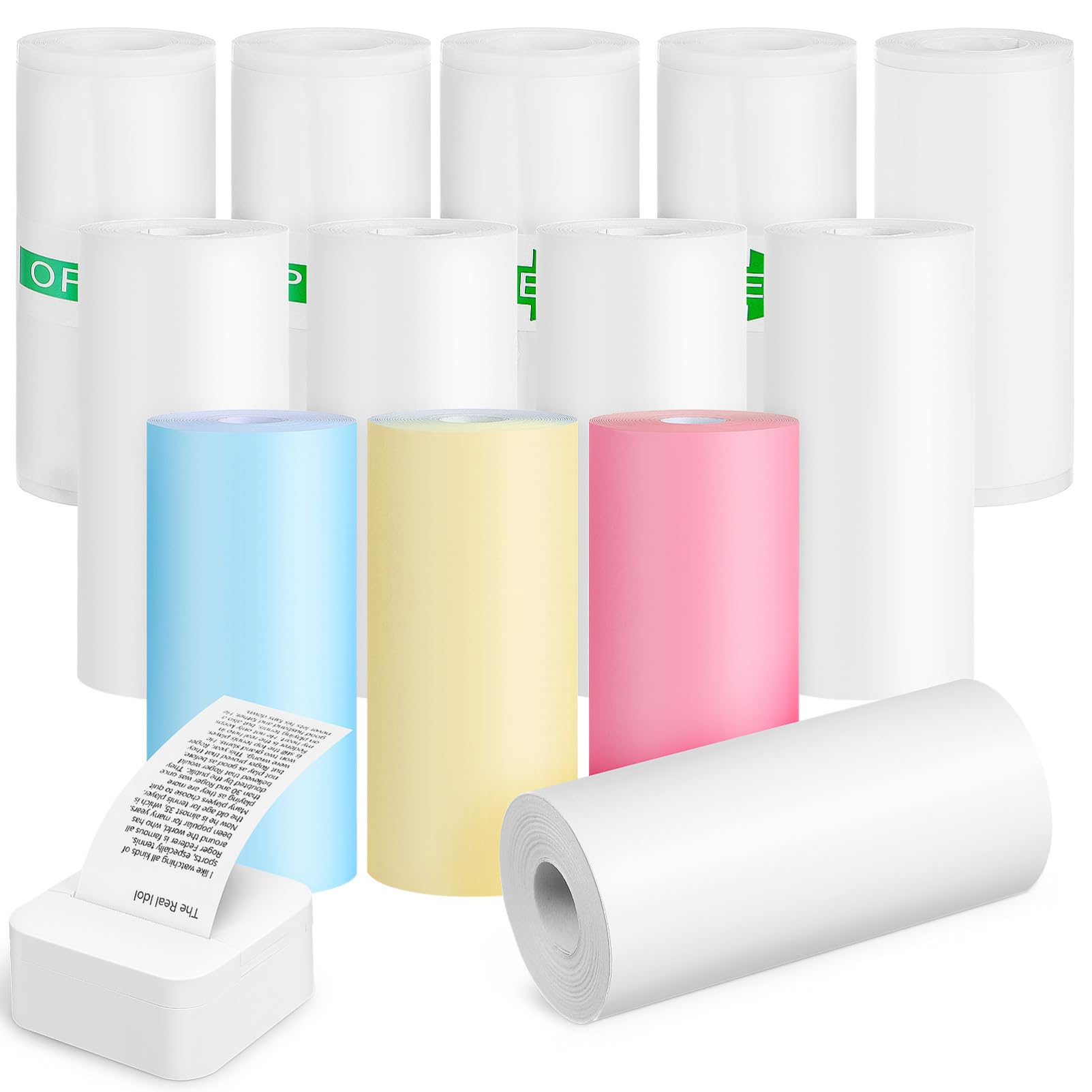 Mini Pocket Thermal Printer Paper Roll - ミニサーマルプリンター用紙 13ロール 57×25mm 印刷可能なステッカー用紙 ポケットプリンター オフィスや家庭用