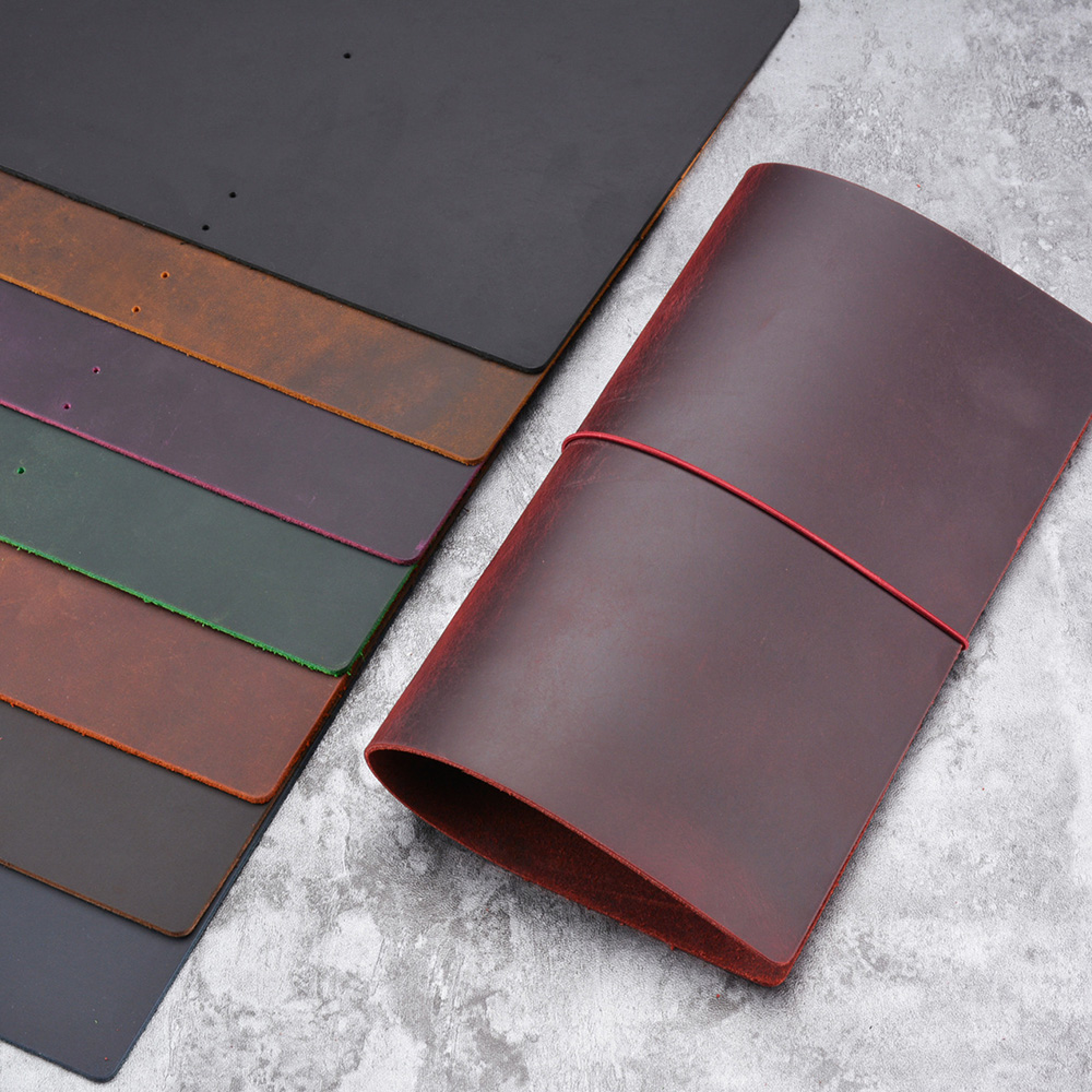 Vintage Leather Journal Notebook - DIYノートカバー クレイジーホースレザー A5/A6/スタンダード/ポケット/パスポートサイズ トラベラーズノートカバー ゴムバンド付き