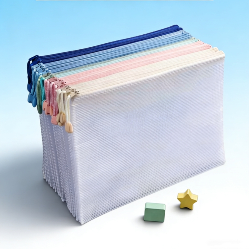 Stationery Books - A4 防水透明メッシュバッグ大容量ジッパー書類バッグ学生の本文具収納教師オフィスに適しています