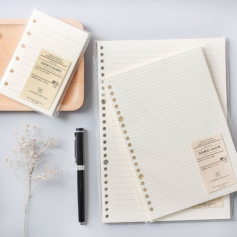 A5 Spiral Dotted Grid Notebook - A5 b520穴ルーズリーフノートブック詰め替え60枚スパイラルバインダーペーパーインデックスインサイドページドットグリッドブランクコネルステーショナリー