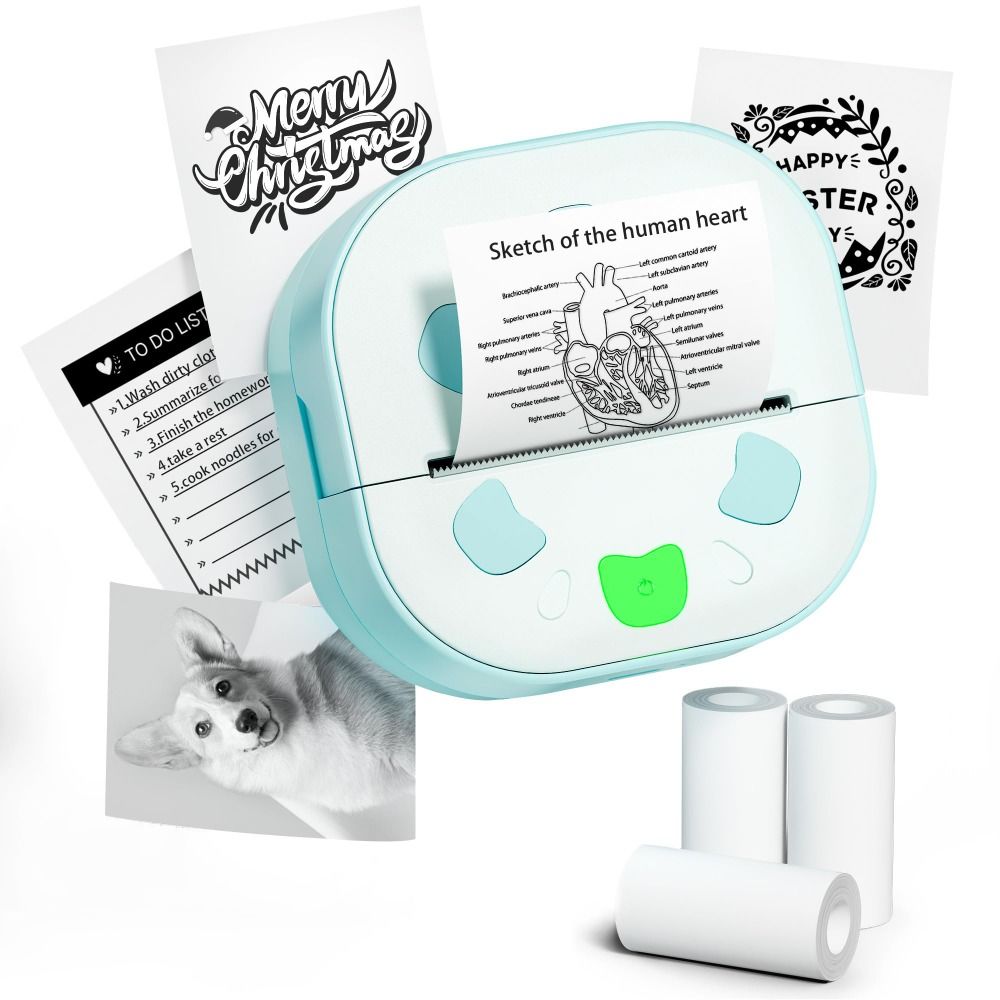 Mini Pocket Thermal Printer Paper Roll - ミニステッカープリンター 3 ロールの紙ロール付き サーマルテクノロジー Bluetooth ステッカーメーカー