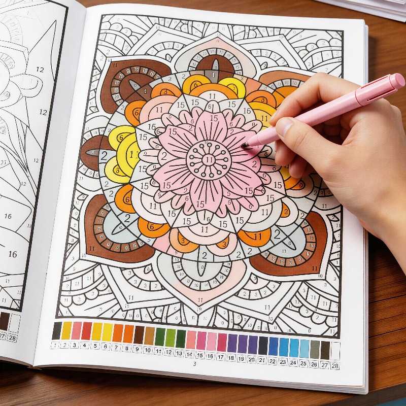 Adult Coloring Book Stress Relief - 大人向け動物/植物塗り絵ストレス解消塗り絵ブック、対応する数字による完全塗り絵、高精細紙