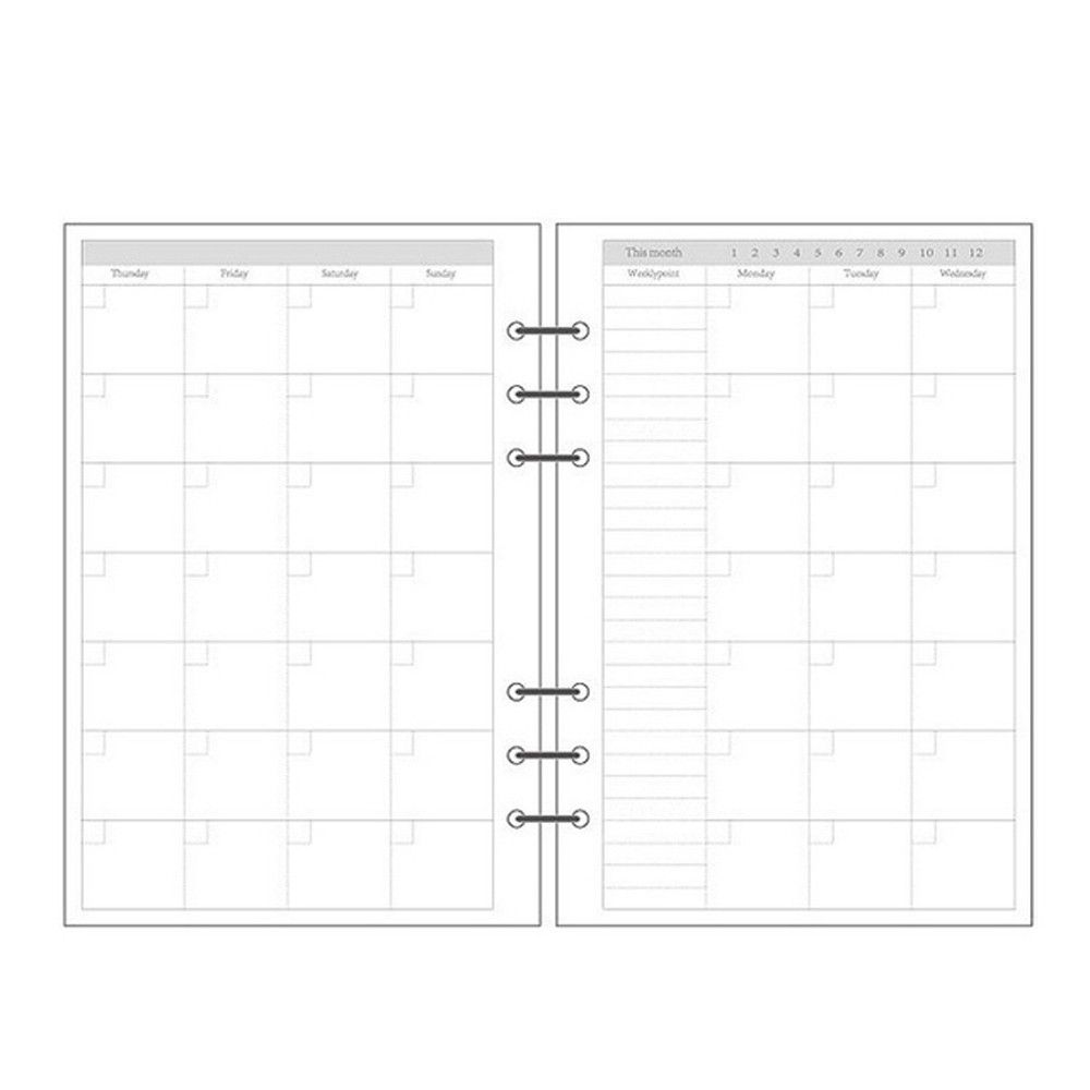 A5 Spiral Dotted Grid Notebook - グリッドデイリープランナー 45枚 スパイラルバインダー A5 A6 A7