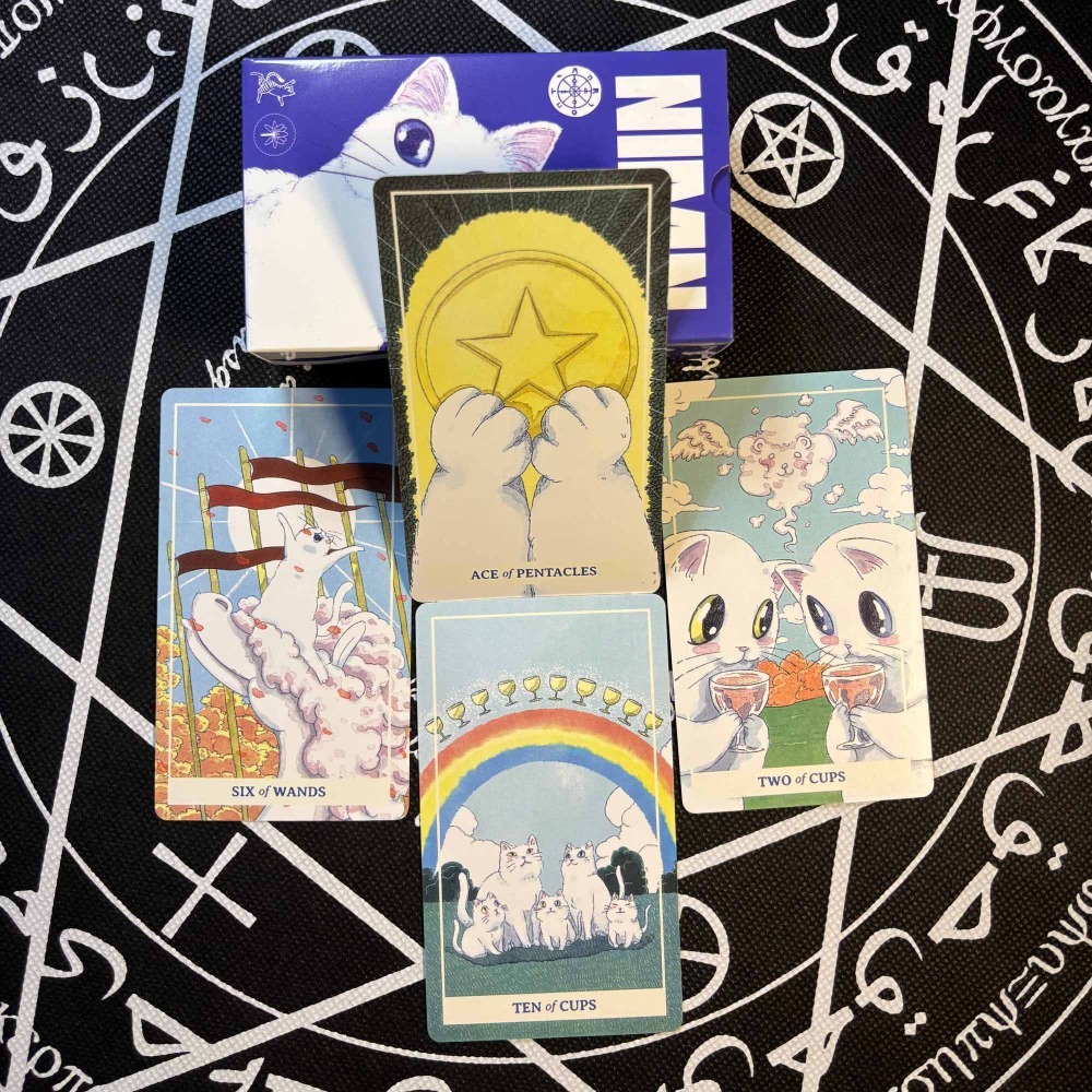 奇抜な水彩画風猫型カワイイタロット 10.3*6cm NIM - Tarot Deck With Guidebook のレビューと価格