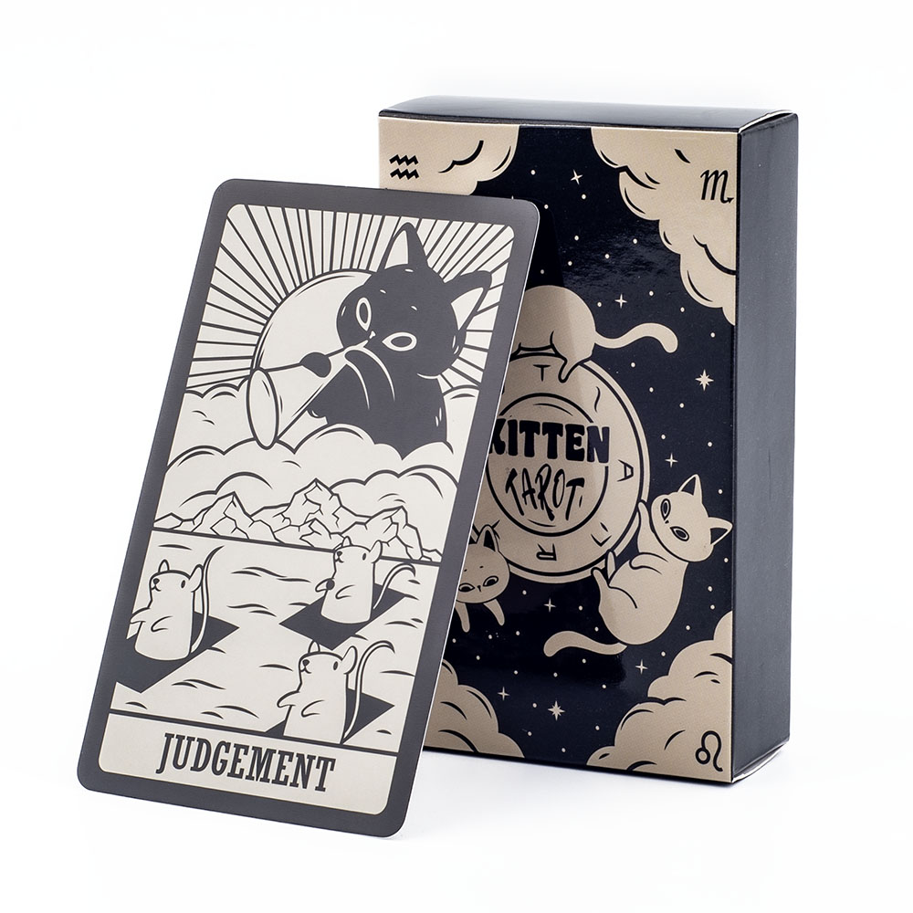 初心者向けの白黒子猫タロットデッキ,ボードゲーム,楽しい,占 - Tarot Deck With Guidebook のレビューと価格