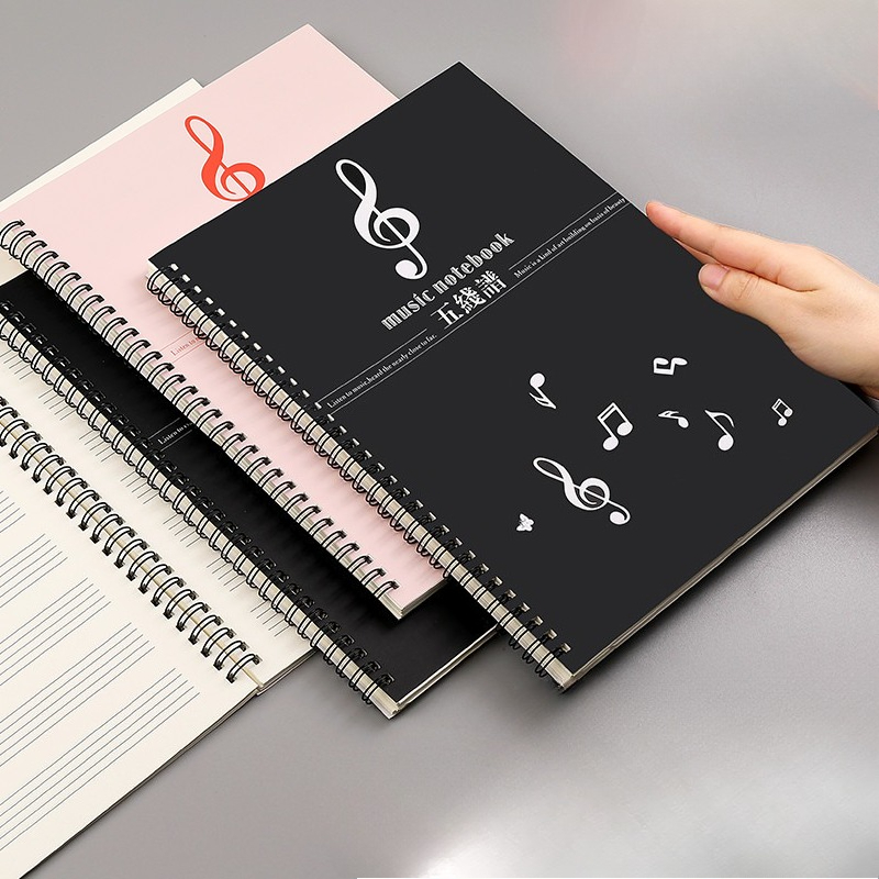 スパイラル綴じの白紙楽譜ノート、ワイドスタッフ楽譜用紙、子供 - Blank Sheet Music Notebook のレビューと価格