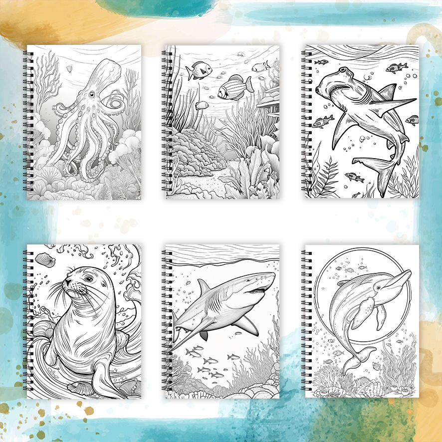 塗り絵 - 8.3 x 11.2インチ、鮮やかな海洋動物の塗 - Adult Coloring Book Stress Relief のレビューと価格