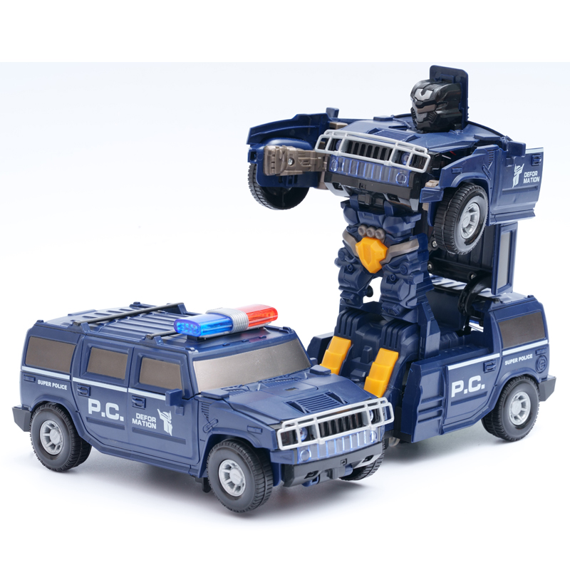 子供用ハマー警察車のおもちゃ、自動変形ロボット、普遍的な動き - Music のレビューと価格