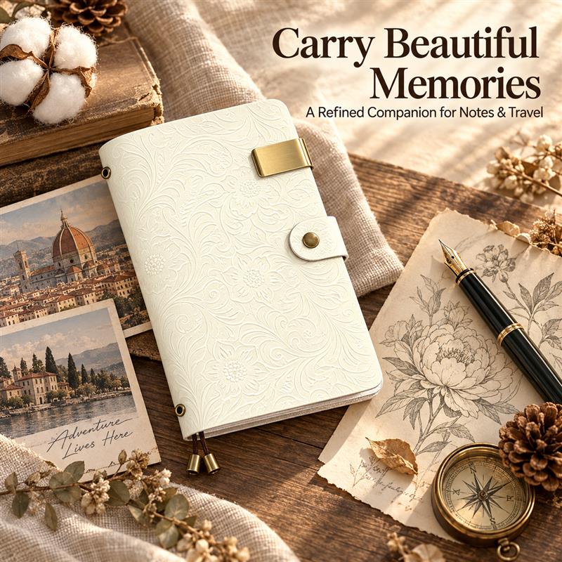 高級本革を使用したA6サイズのプリント旅行ノート。ヴィンテー - Vintage Leather Journal Notebook のレビューと価格