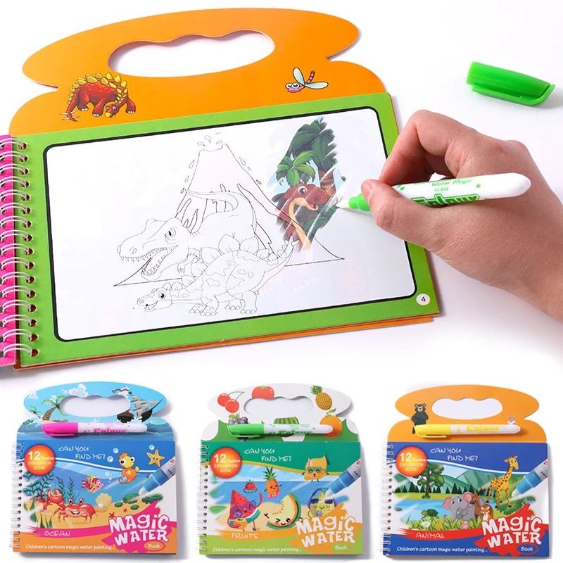 子供用マジックウォーターペインティングブック 再利用可能な落 - Reusable Water Magic Coloring Book のレビューと価格