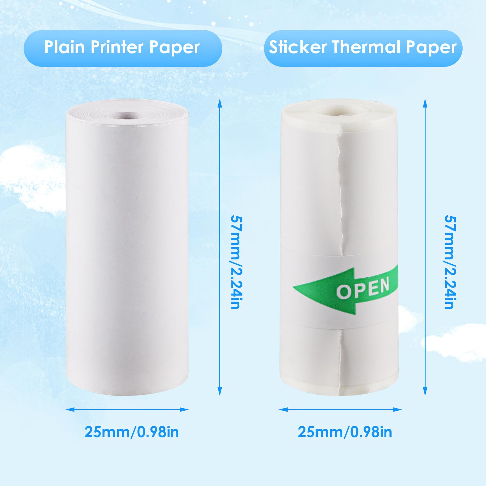 10ロールのサーマルインクレス印刷用紙、ミニステッカーレシー - Mini Pocket Thermal Printer Paper Roll のレビューと価格
