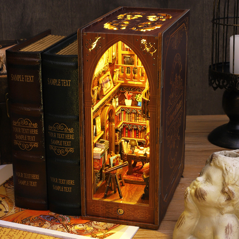 DIYブックヌック棚インサートキット 3D木製パズル ドール - Diy Wooden Book Nook Kit Shelf Insert のレビューと価格
