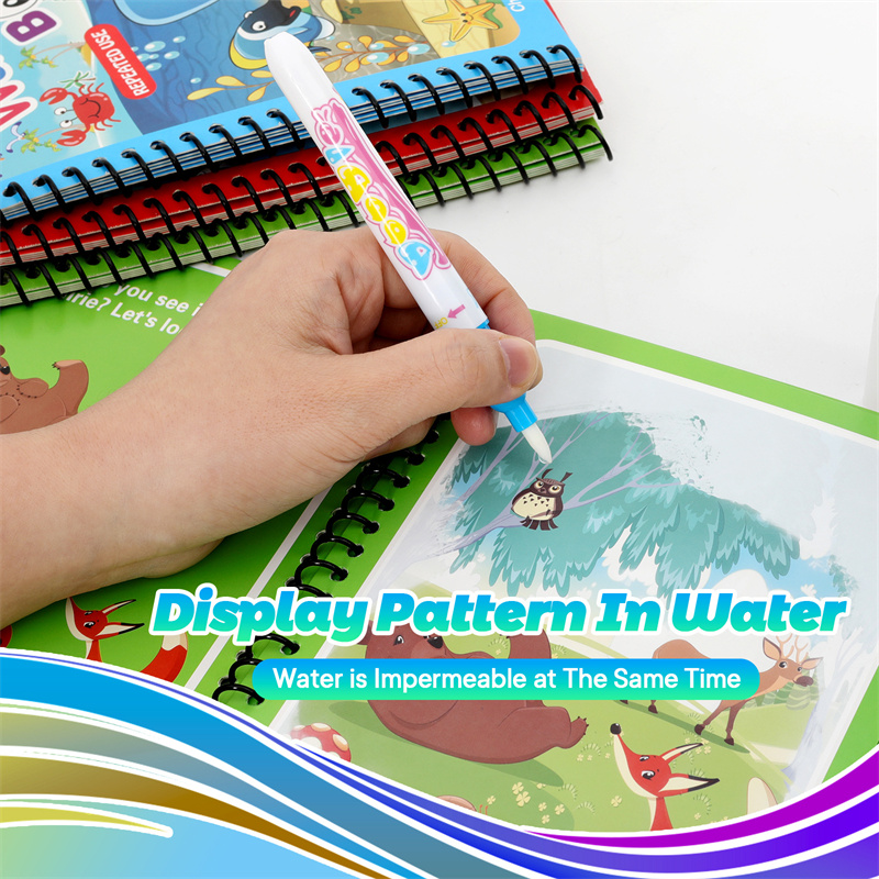 モンテッソーリ-子供向けの再利用可能な塗り絵,魔法の水絵,幼 - Reusable Water Magic Coloring Book のレビューと価格