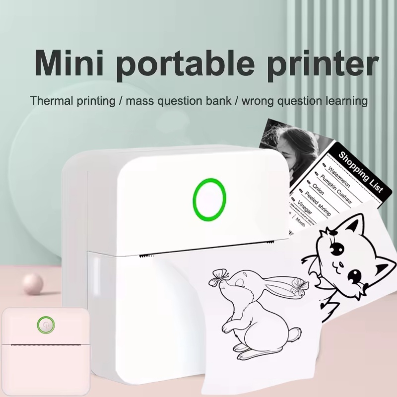 ミニポータブルプリンターインクレスステッカーメーカー、フリー - Mini Pocket Thermal Printer Paper Roll のレビューと価格