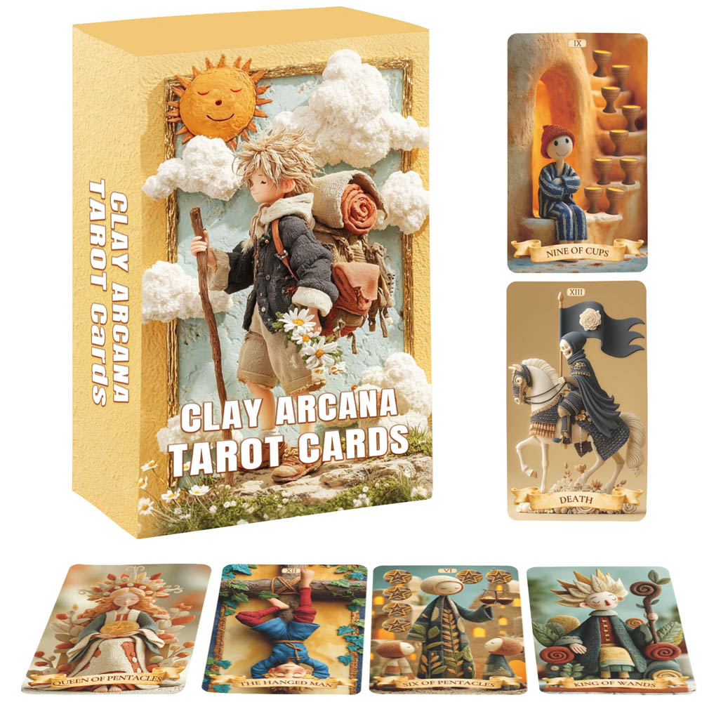 78枚のタロットカードセット、13x8cm クレイ・アルカナ - Tarot Deck With Guidebook のレビューと価格