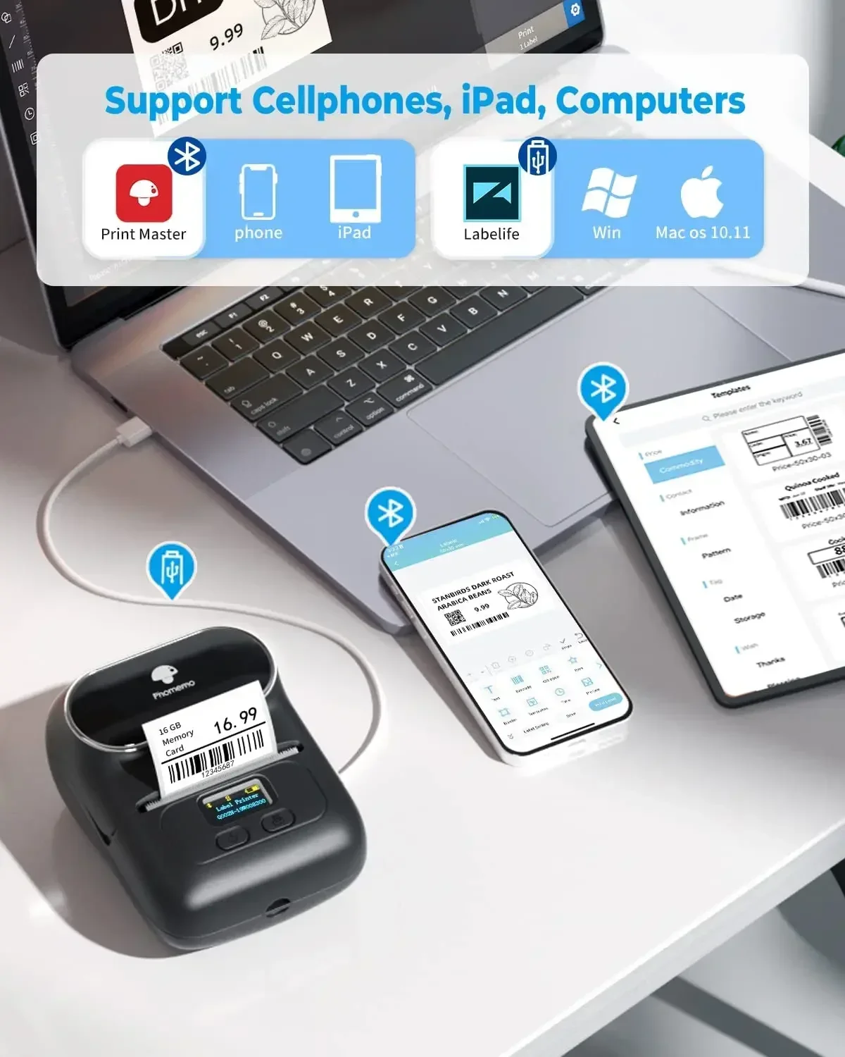 ステッカー付きミニポータブルプリンター,ステッカー,ポケット - Mini Pocket Thermal Printer Paper Roll のレビューと価格
