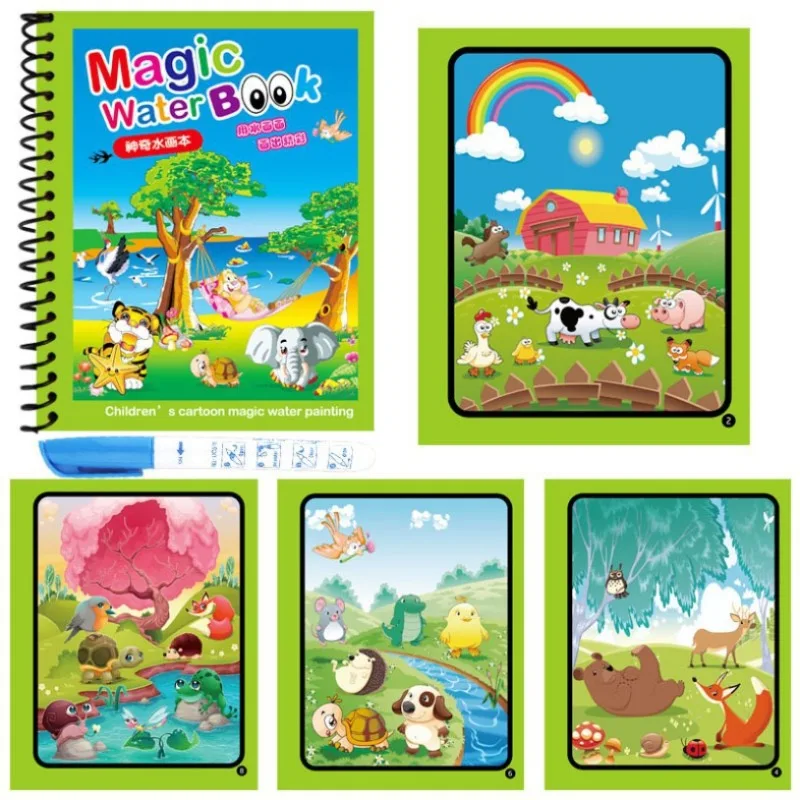 1Pc 再利用可能なマジックウォーターブックキッズギフトカラ - Reusable Water Magic Coloring Book のレビューと価格