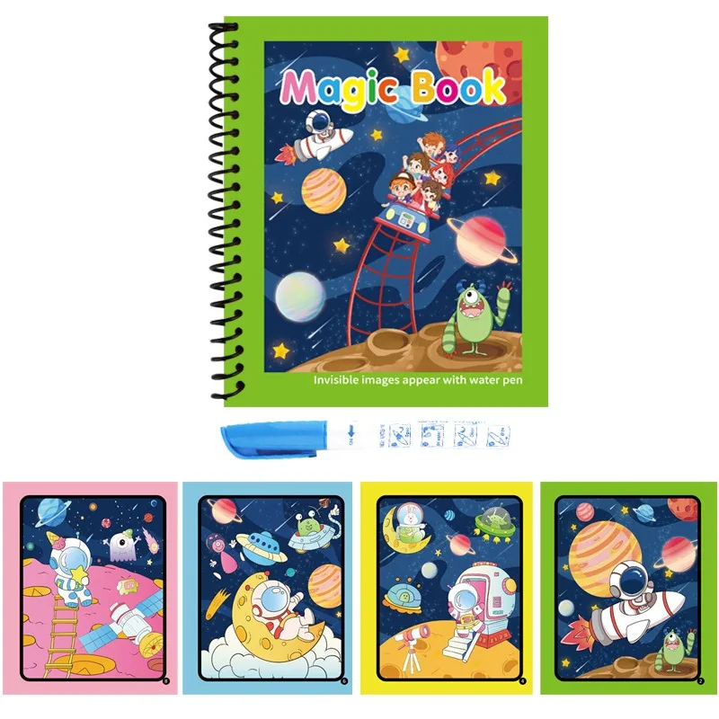 1Pc 再利用可能なマジックウォーターブックキッズギフトカラ - Reusable Water Magic Coloring Book のレビューと価格