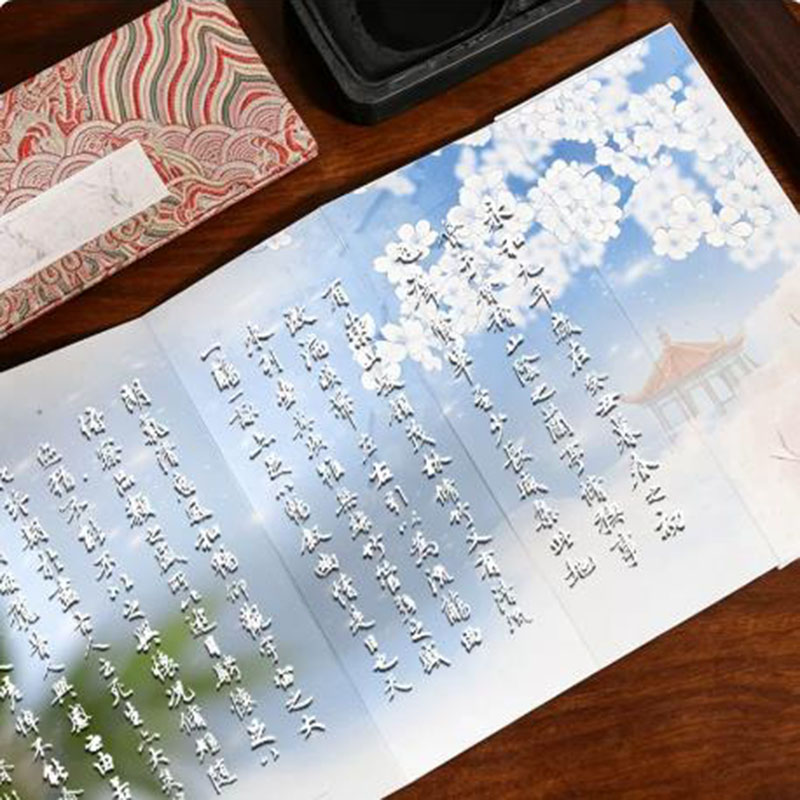 8x20cmの宣紙アコーディオンアルバム、半熟米紙折り本（6 - Chinese Calligraphy Practice Book のレビューと価格