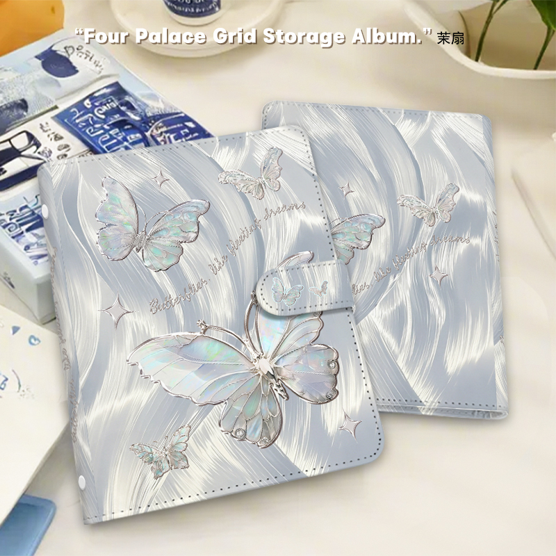 シルバー虹色蝶 A5 カードバインダー防水 Kpop フォト - Kpop Photo Card Binder 3 Inch のレビューと価格