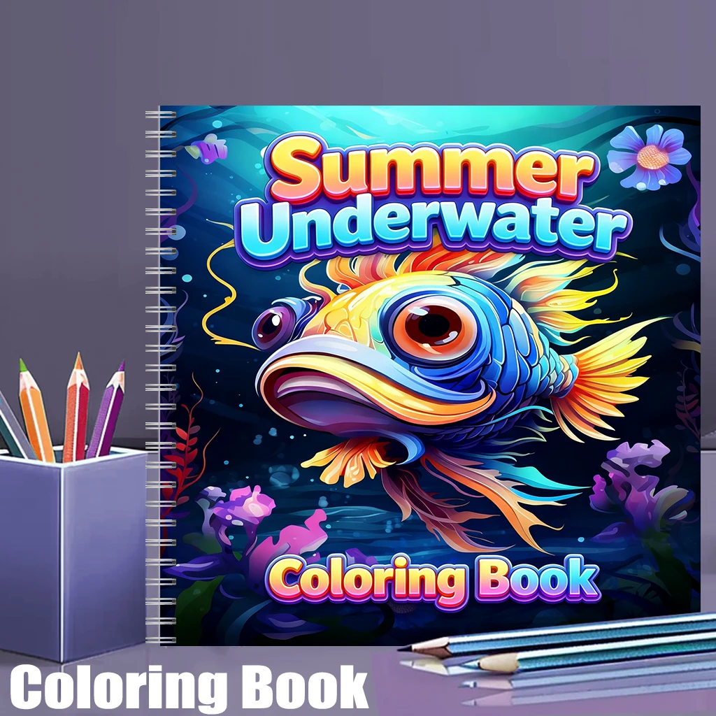 大人向けの夏の水中塗り絵ブック、かわいい海洋画帳、ストレス解 - Adult Coloring Book Stress Relief のレビューと価格