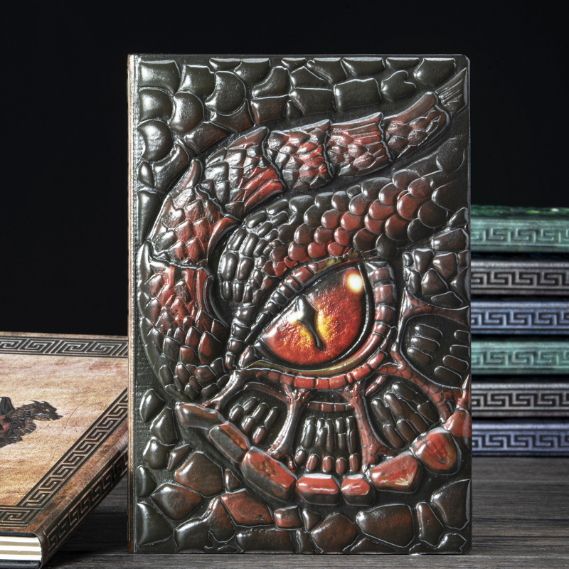 A5 ヴィンテージ ドラゴンエンボス加工 レザーノート ルー - Vintage Leather Journal Notebook のレビューと価格