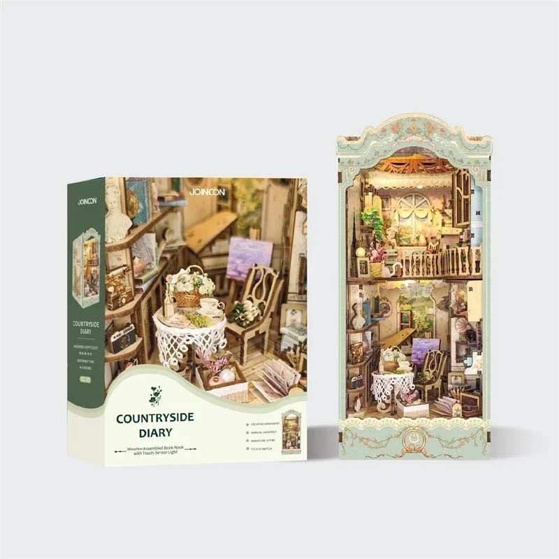 DIY木製田園風日記帳ブックエンド ブックヌックシェルフイン - Diy Wooden Book Nook Kit Shelf Insert のレビューと価格