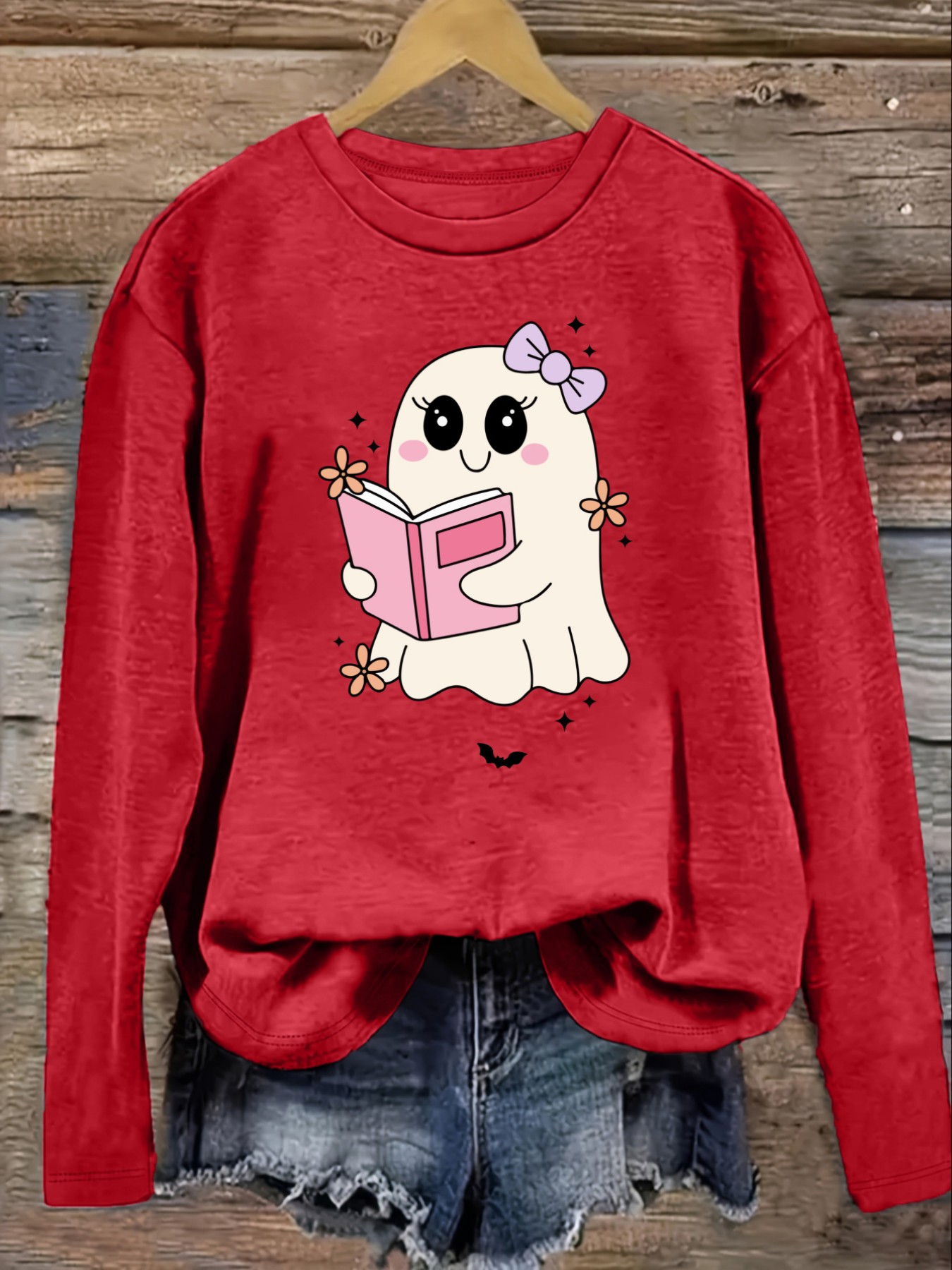 レディースカジュアル長袖クルーネックTシャツ、かわいいゴース - Books のレビューと価格
