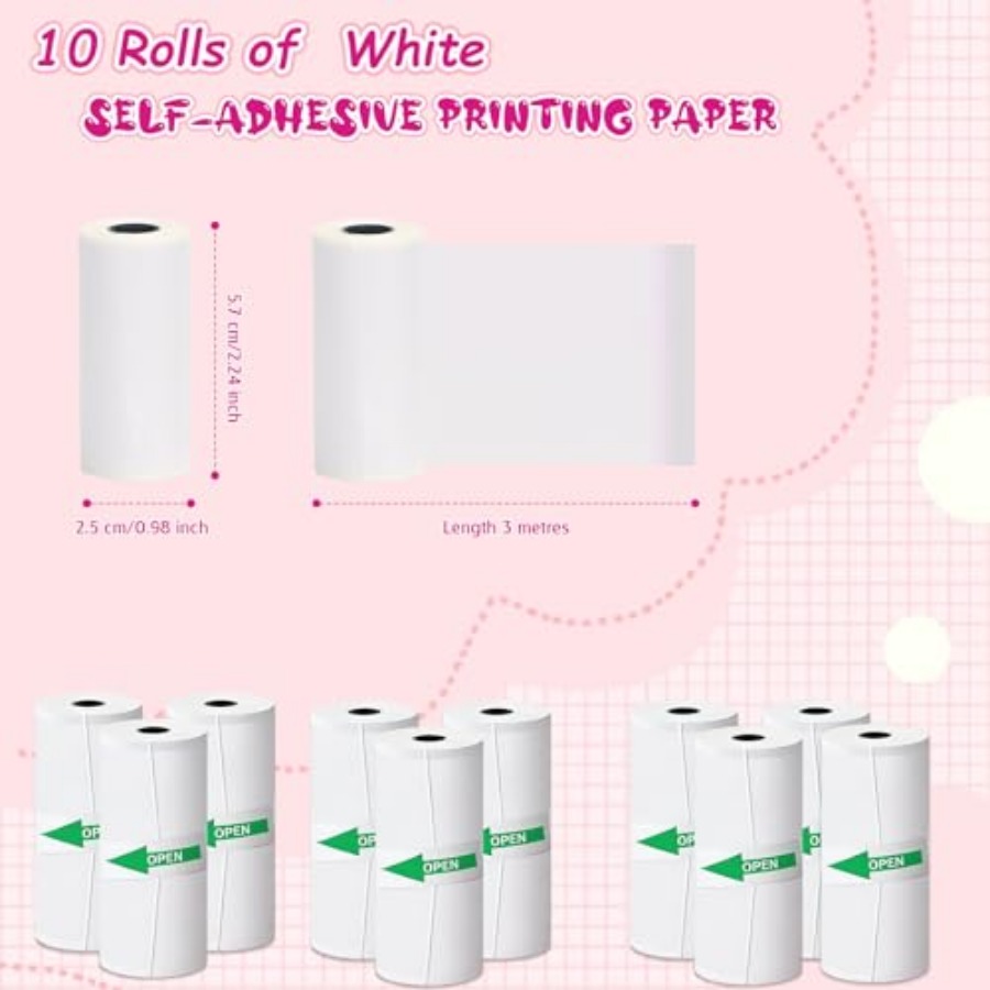 ミニプリンター用サーマルステッカー紙10ロール、粘着紙57  - Mini Pocket Thermal Printer Paper Roll のレビューと価格