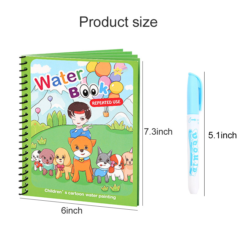 マジックウォーターブック ペン付き描画塗り絵ブック 再利用可 - Reusable Water Magic Coloring Book のレビューと価格