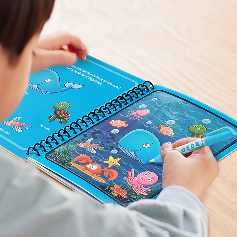マジックウォーターブック ペン付き描画塗り絵ブック 再利用可 - Reusable Water Magic Coloring Book のレビューと価格