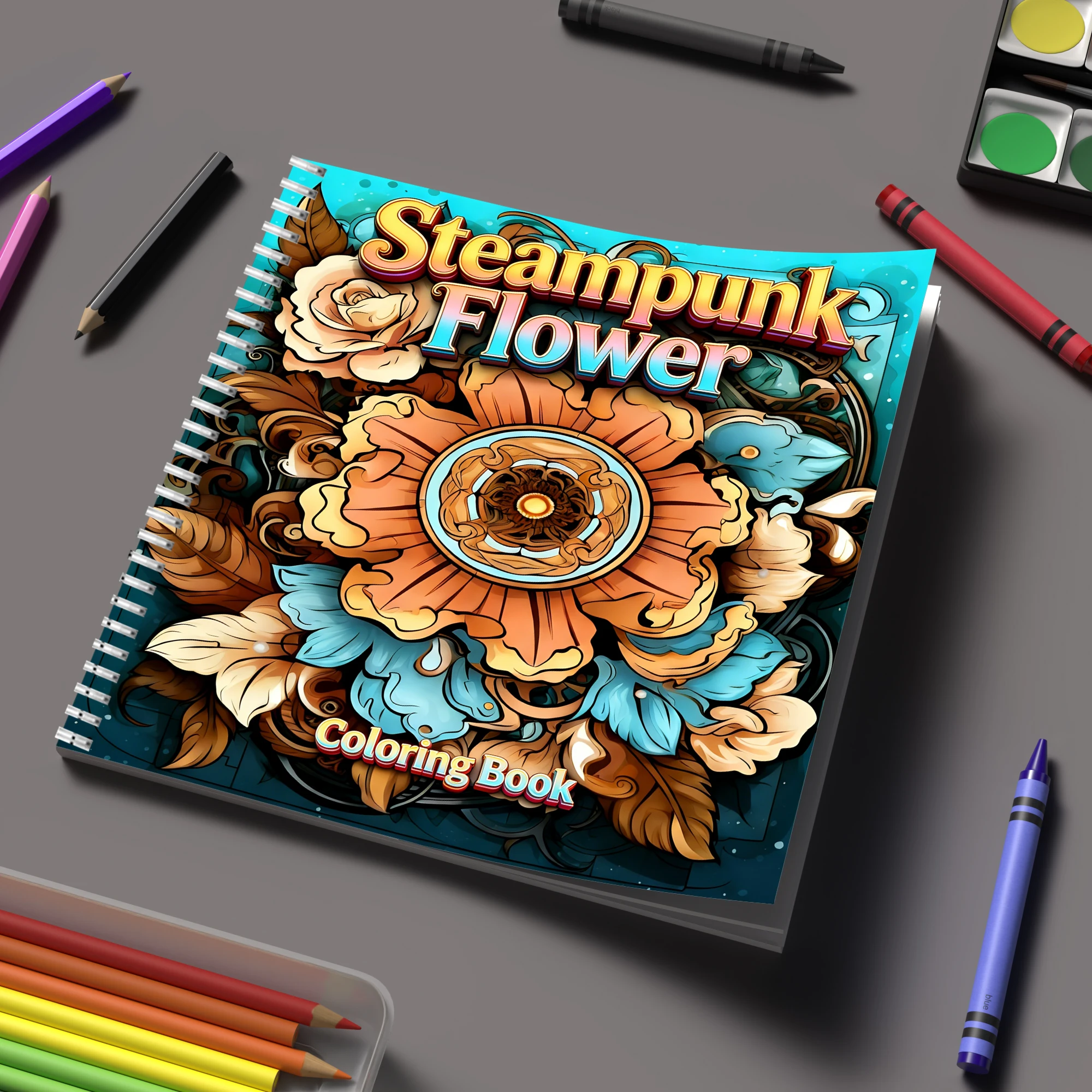 塗り絵ブック スチームパンクフラワー 大人向け塗り絵ブック、 - Adult Coloring Book Stress Relief のレビューと価格