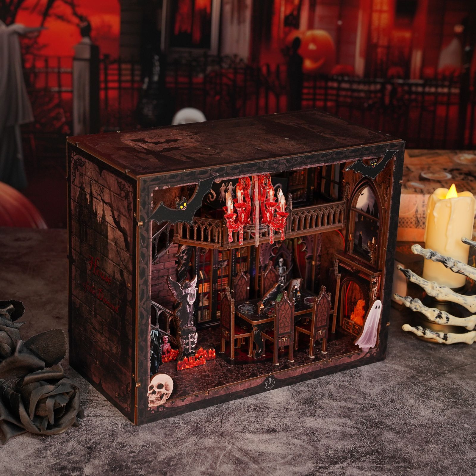 DIY木製ブックヌック棚インサートキット ハロウィン ダーク - Diy Wooden Book Nook Kit Shelf Insert のレビューと価格