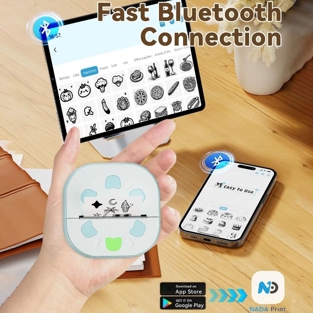 ミニステッカープリンター インクレス印刷 3ロールの紙付き  - Mini Pocket Thermal Printer Paper Roll のレビューと価格