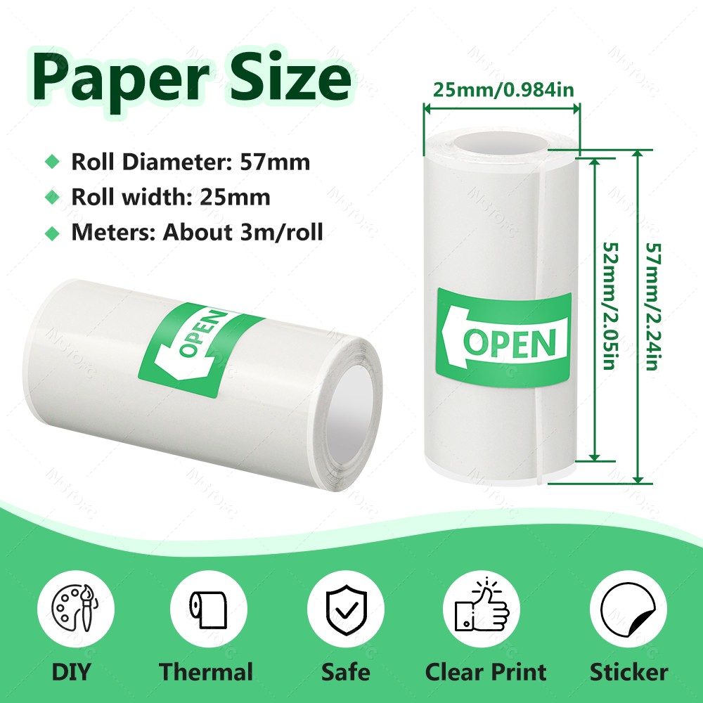 印刷可能なステッカー用紙ロール、サーマルフォトペーパーロール - Mini Pocket Thermal Printer Paper Roll のレビューと価格