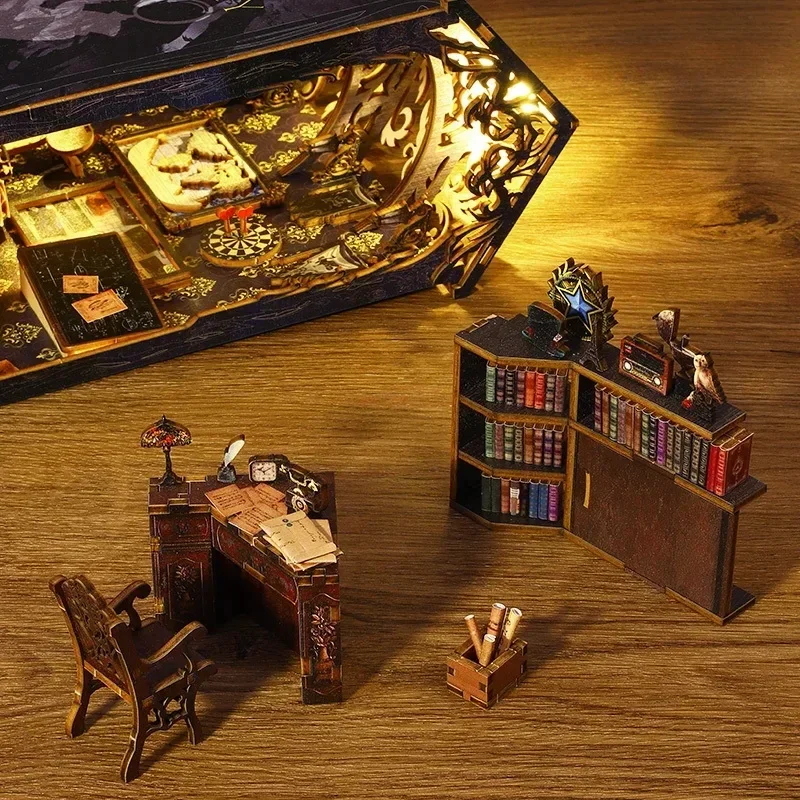 レトロDIY木製ブックヌック棚インサートミニチュアキット、ヴ - Diy Wooden Book Nook Kit Shelf Insert のレビューと価格
